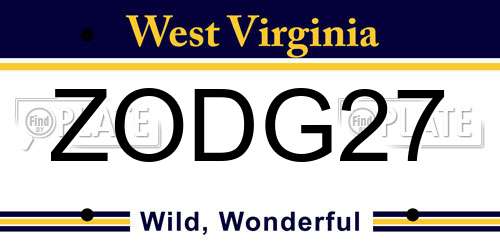 ZODG27 West Virginia License Plate