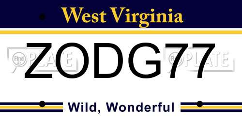 ZODG77 West Virginia License Plate