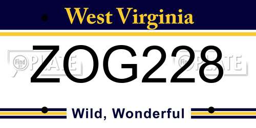 ZOG228 West Virginia License Plate