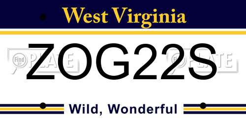 ZOG22S West Virginia License Plate