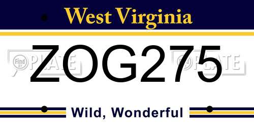 ZOG275 West Virginia License Plate