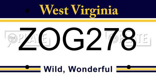 ZOG278 West Virginia License Plate