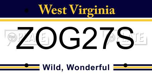ZOG27S West Virginia License Plate