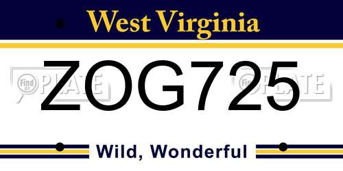 ZOG725 West Virginia License Plate