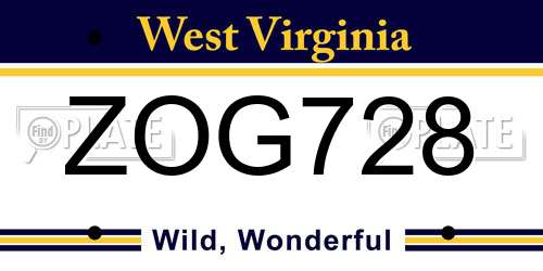 ZOG728 West Virginia License Plate