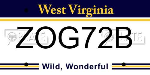 ZOG72B West Virginia License Plate