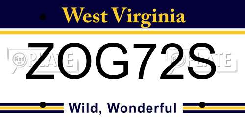 ZOG72S West Virginia License Plate
