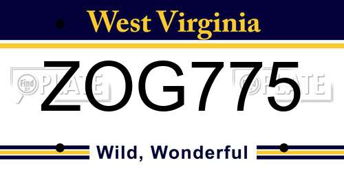 ZOG775 West Virginia License Plate