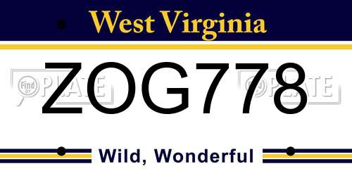 ZOG778 West Virginia License Plate