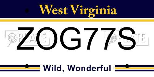 ZOG77S West Virginia License Plate