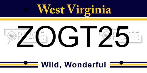 ZOGT25 West Virginia License Plate