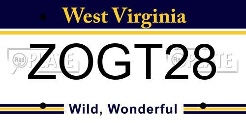 ZOGT28 West Virginia License Plate