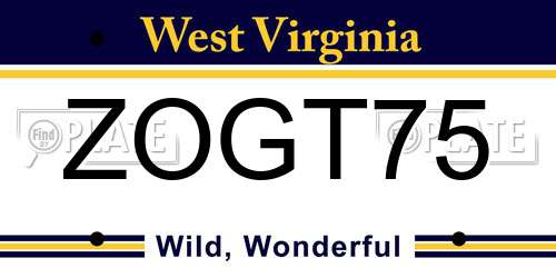 ZOGT75 West Virginia License Plate