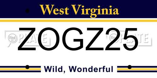 ZOGZ25 West Virginia License Plate