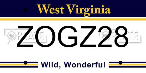ZOGZ28 West Virginia License Plate