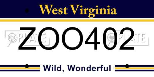 ZOO402 West Virginia License Plate