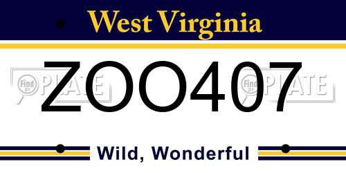 ZOO407 West Virginia License Plate