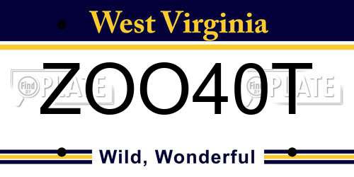 ZOO40T West Virginia License Plate