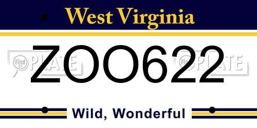 ZOO622 West Virginia License Plate