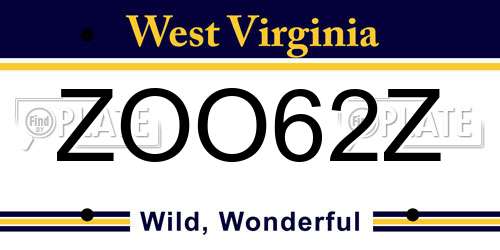 ZOO62Z West Virginia License Plate