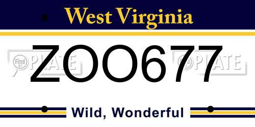 ZOO677 West Virginia License Plate
