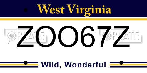 ZOO67Z West Virginia License Plate