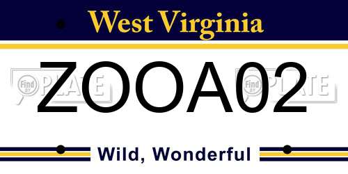 ZOOA02 West Virginia License Plate