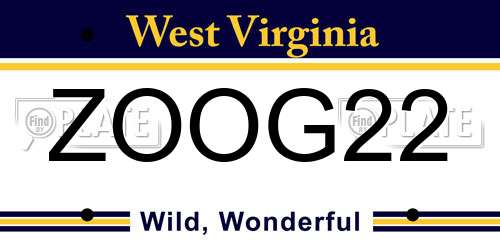ZOOG22 West Virginia License Plate
