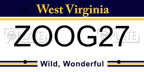 ZOOG27 West Virginia License Plate