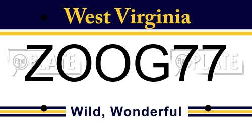 ZOOG77 West Virginia License Plate