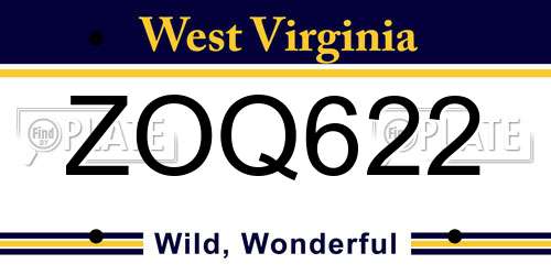 ZOQ622 West Virginia License Plate