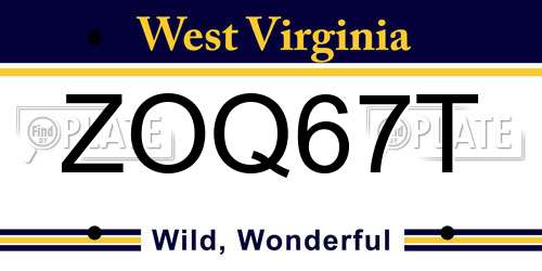 ZOQ67T West Virginia License Plate
