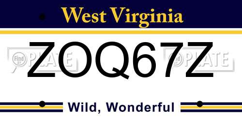 ZOQ67Z West Virginia License Plate