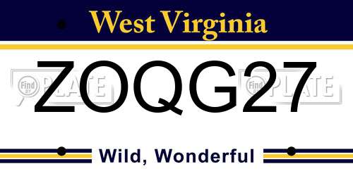 ZOQG27 West Virginia License Plate