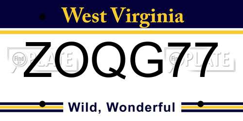 ZOQG77 West Virginia License Plate