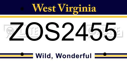 ZOS2455 West Virginia License Plate