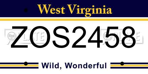 ZOS2458 West Virginia License Plate