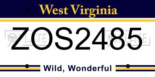 ZOS2485 West Virginia License Plate