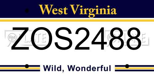 ZOS2488 West Virginia License Plate
