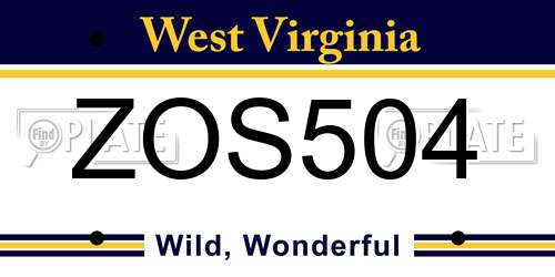 ZOS504 West Virginia License Plate