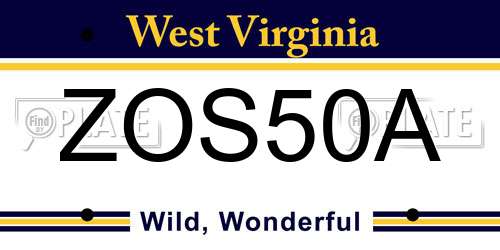 ZOS50A West Virginia License Plate