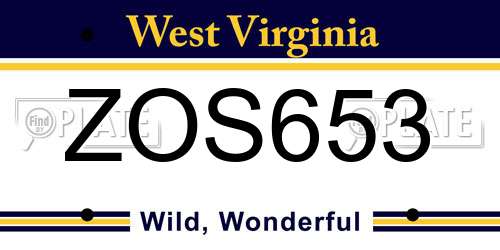 ZOS653 West Virginia License Plate