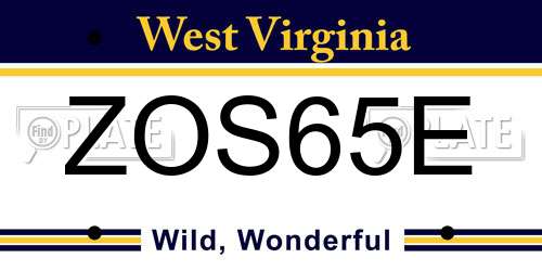 ZOS65E West Virginia License Plate