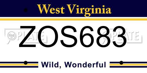 ZOS683 West Virginia License Plate