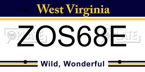 ZOS68E West Virginia License Plate