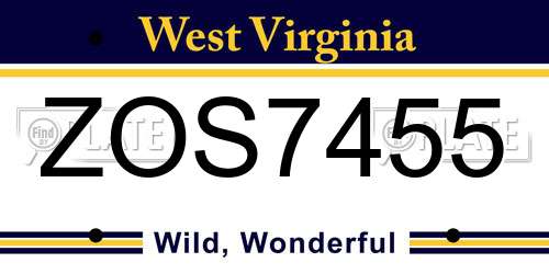 ZOS7455 West Virginia License Plate