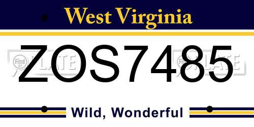 ZOS7485 West Virginia License Plate