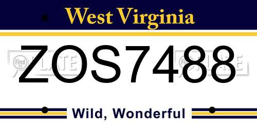 ZOS7488 West Virginia License Plate