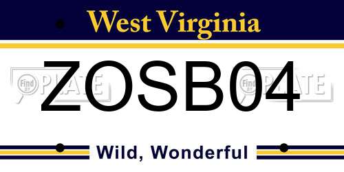 ZOSB04 West Virginia License Plate