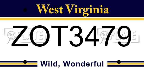 ZOT3479 West Virginia License Plate